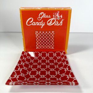 Glass Candy Dish Geometric Design Horizon Co